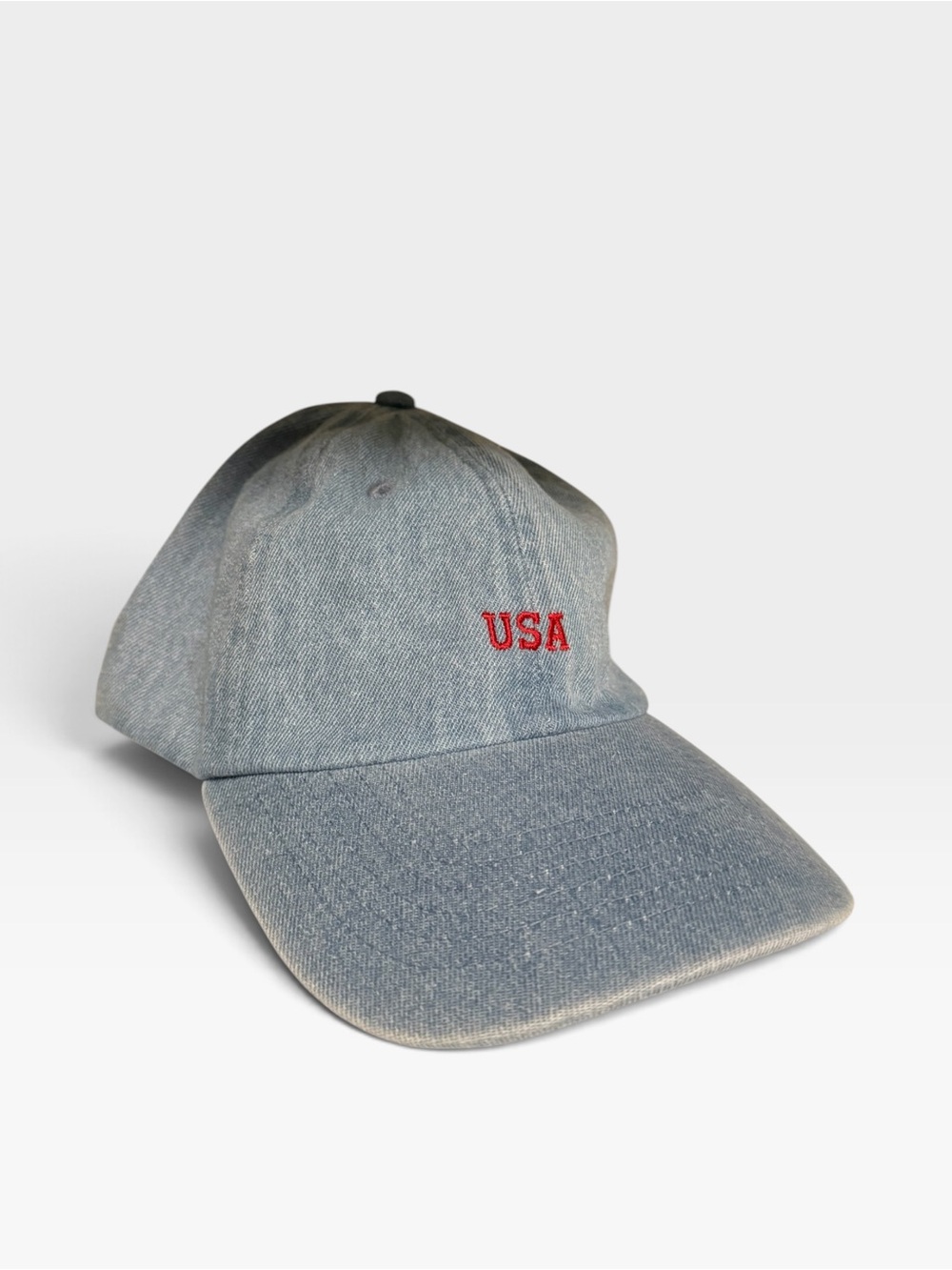 USA Embroidered Light Wash Denim Baseball Cap Women's Dad Hat Adjustable